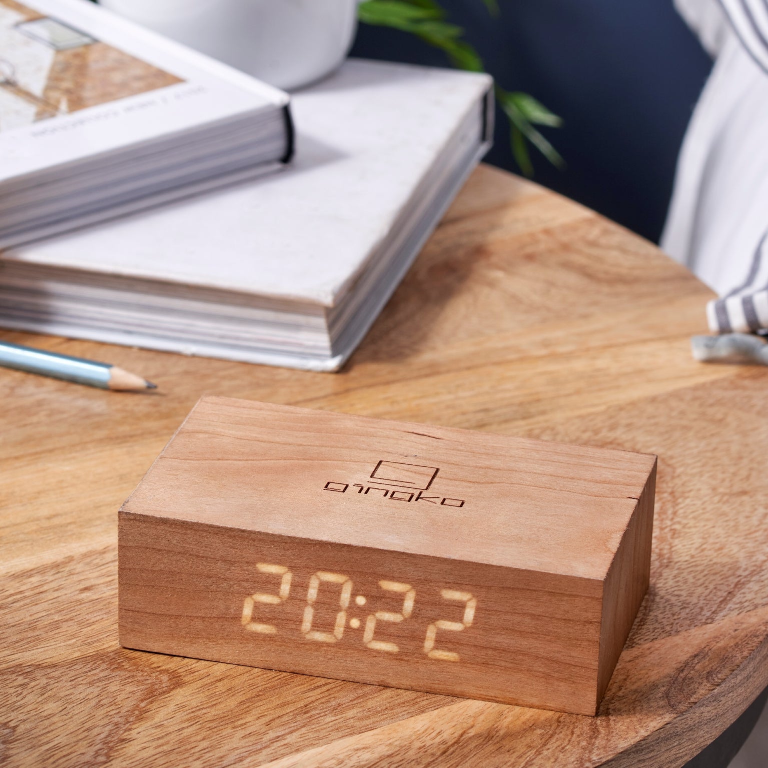 Gingko Flip Click Clock Wood
