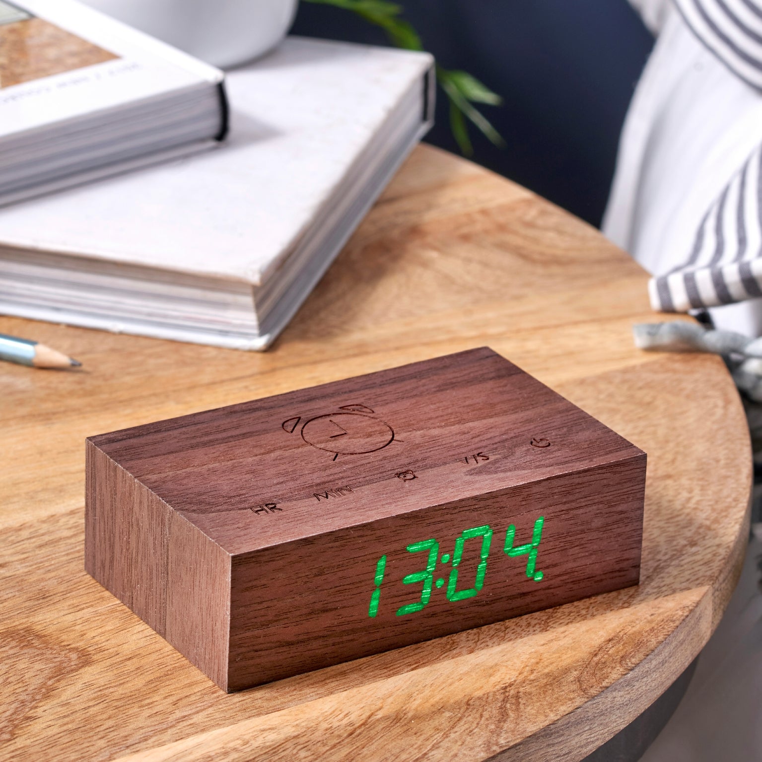 Gingko Flip Click Clock Wood