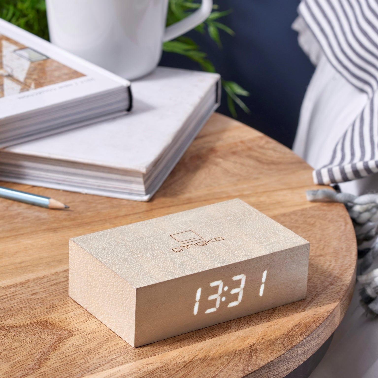 Gingko Flip Click Clock Wood
