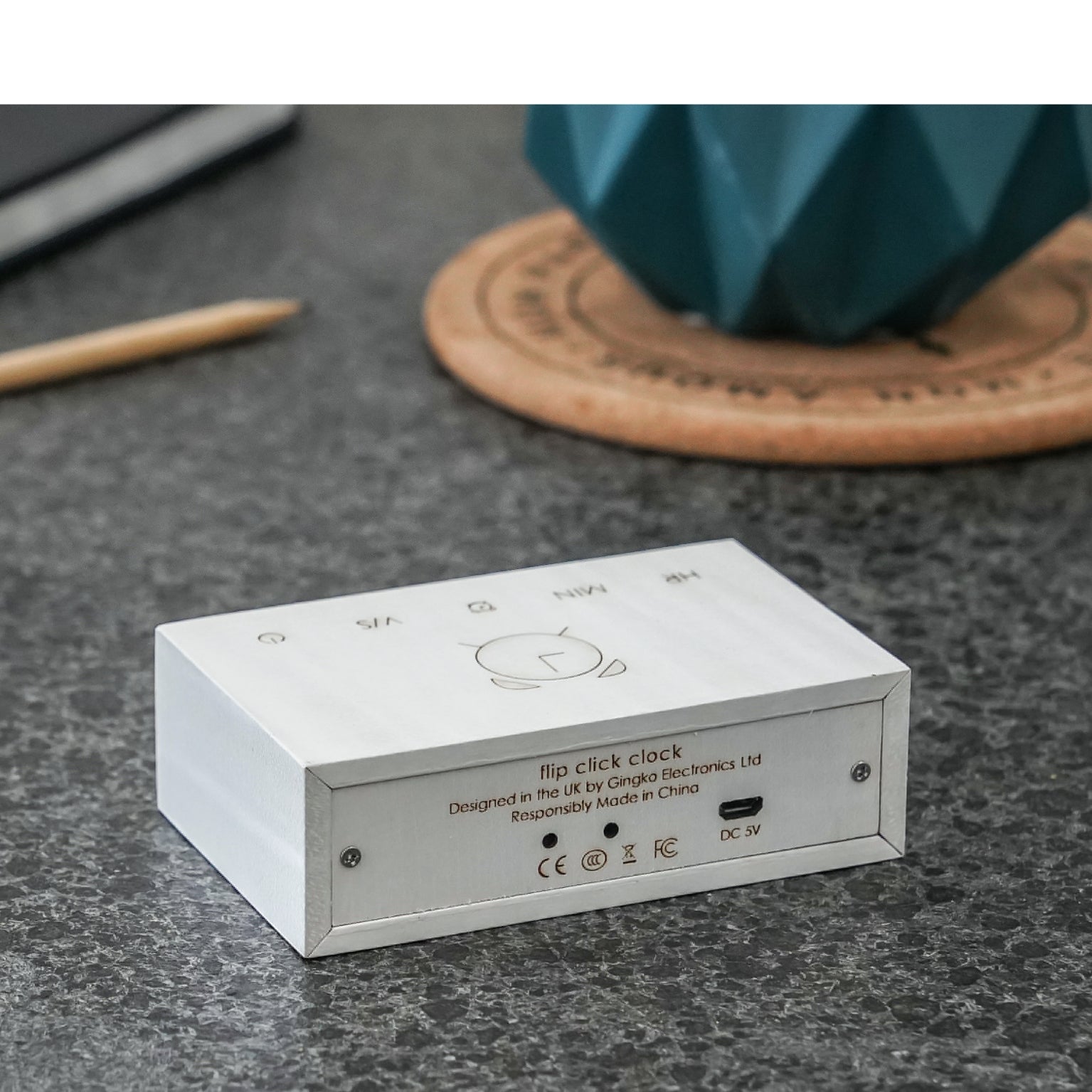Gingko Flip Click Clock Wood