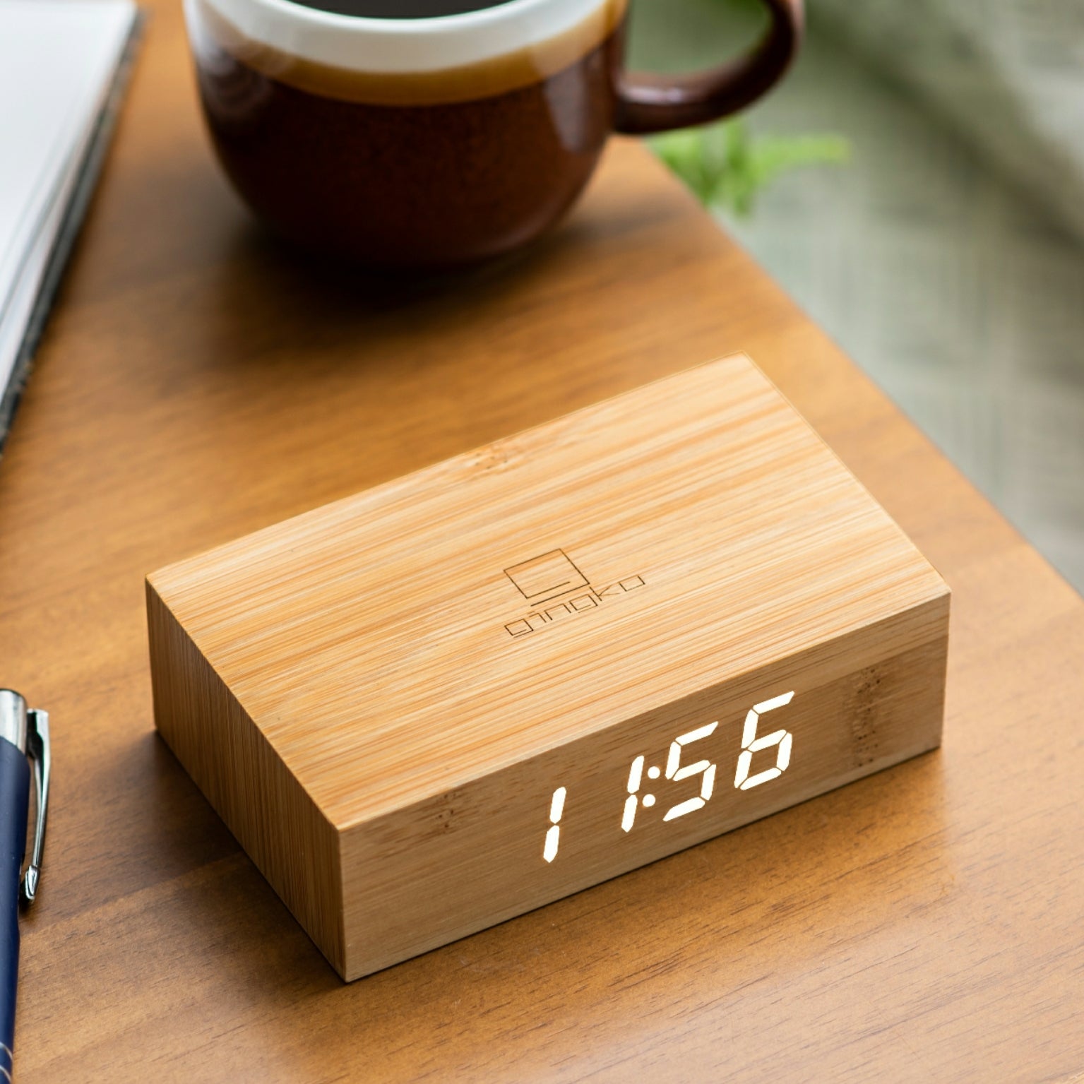Gingko Flip Click Clock Wood