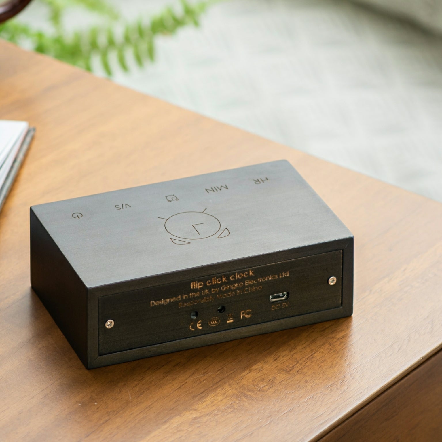 Gingko Flip Click Clock Wood