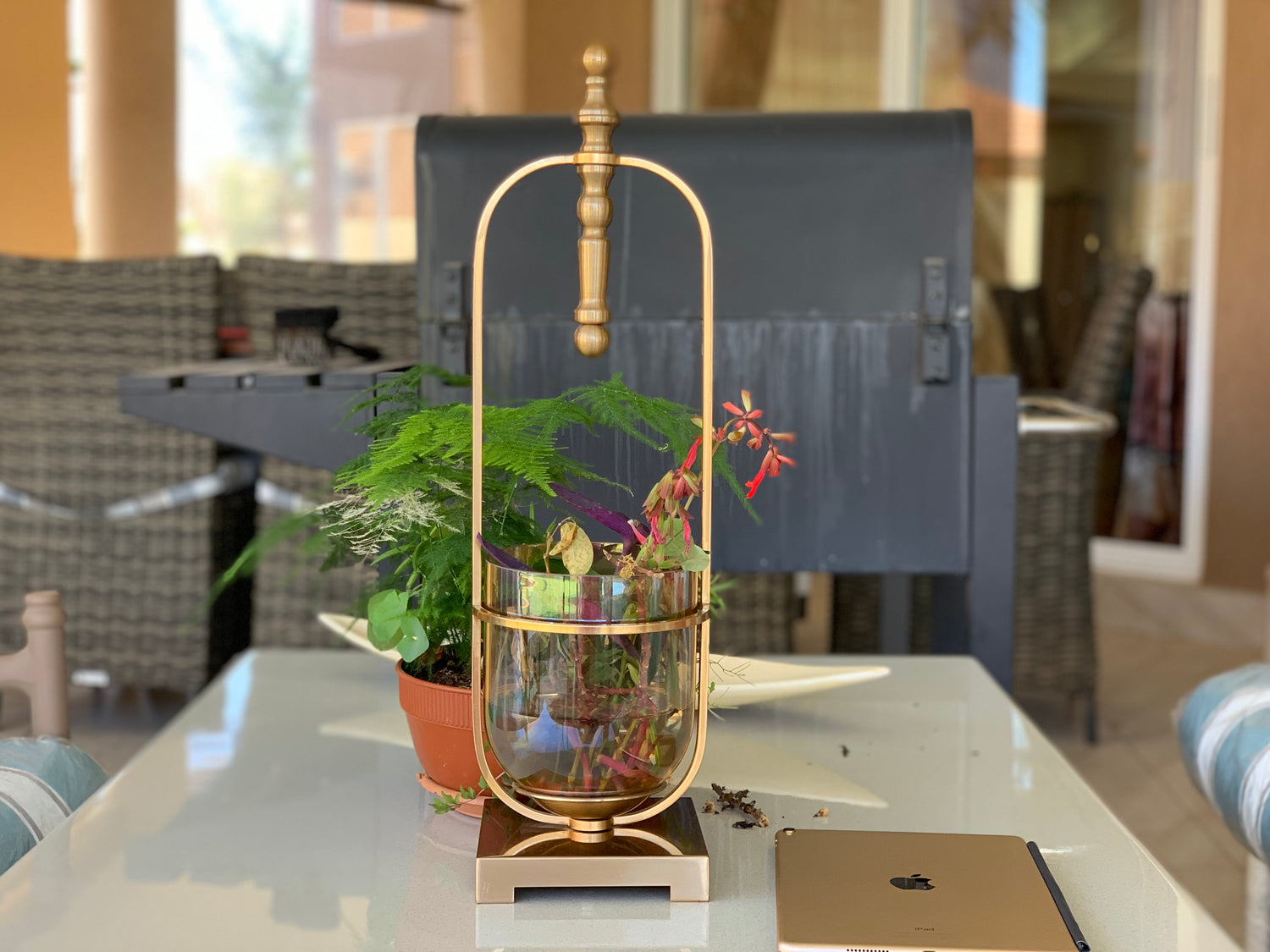 Antique Cast Wrought Iron Flower Vase With Stand