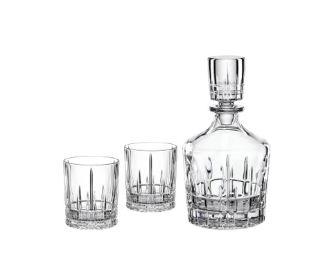 Spiegelau Perfect Serve Whisky Glass Set of 3, 750ml Decanter + 2 Tumblers