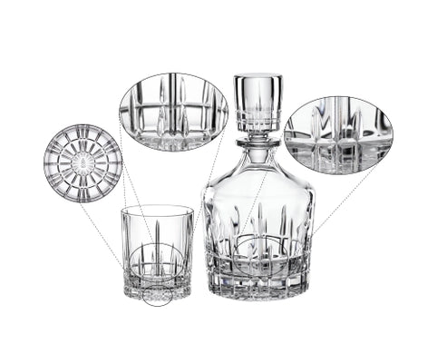 Spiegelau Perfect Serve Whisky Glass Set of 3, 750ml Decanter + 2 Tumblers
