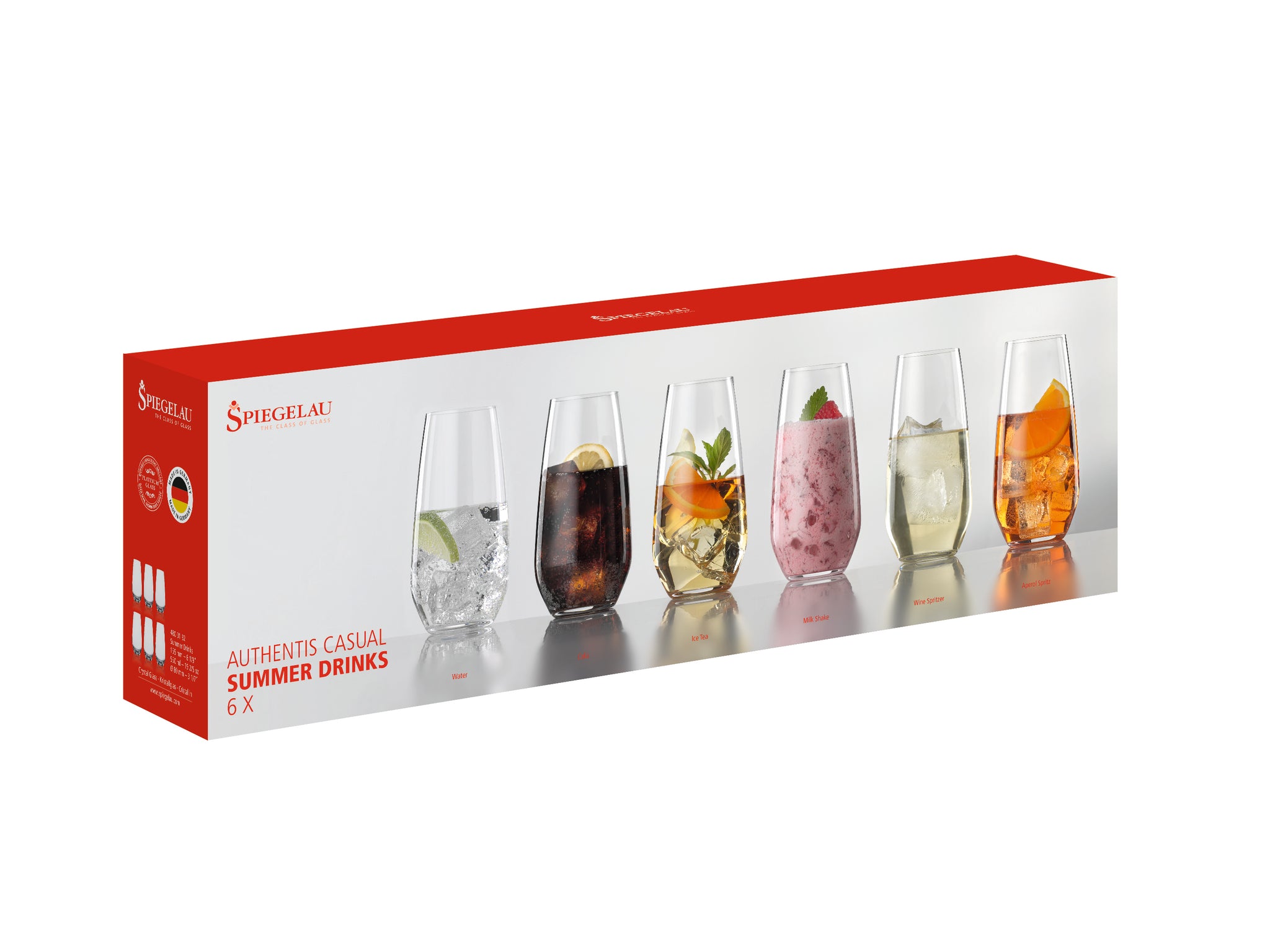 Spiegelau Crystal Authentis Casual Summer Drinks, Set of 6