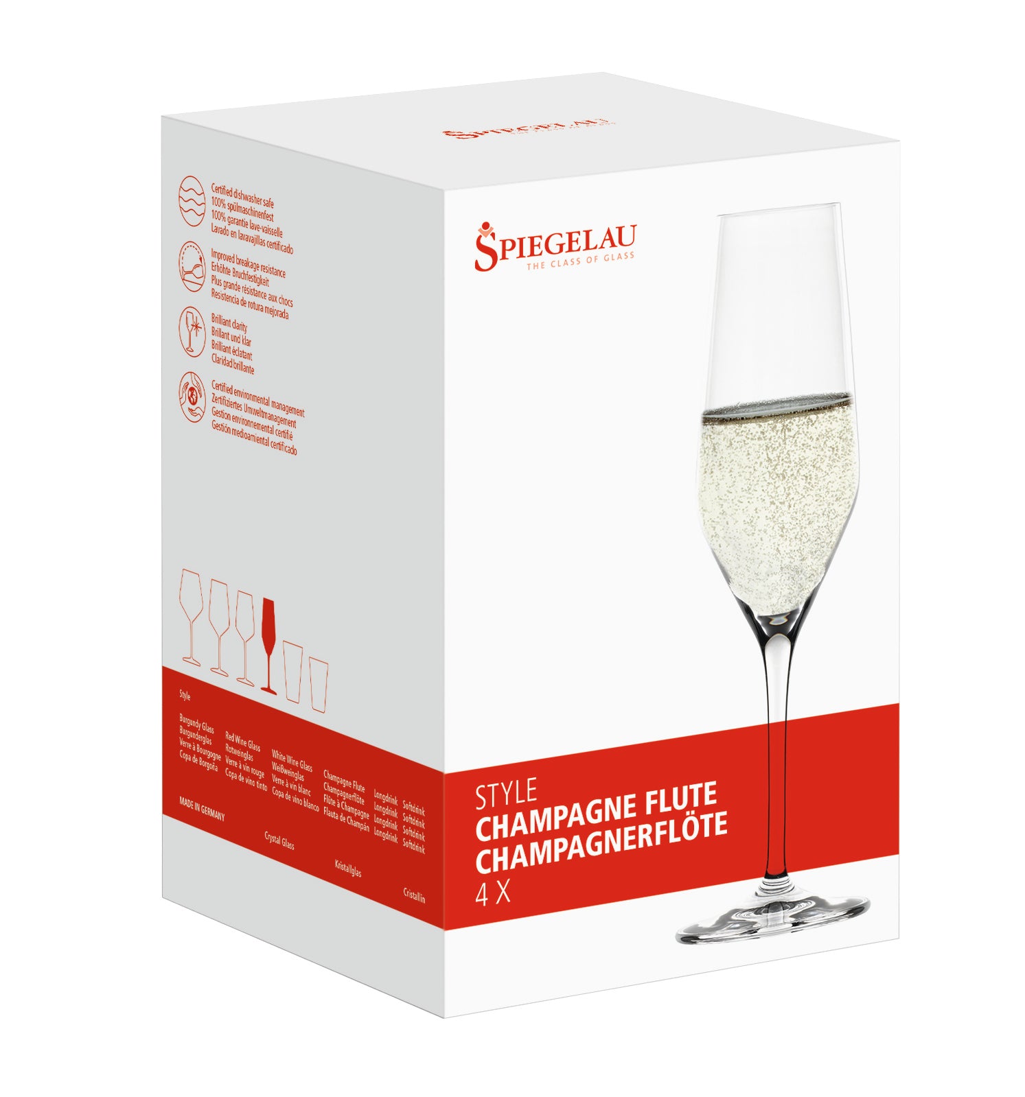 Spiegelau Style Champagne Flutes, Set of 4