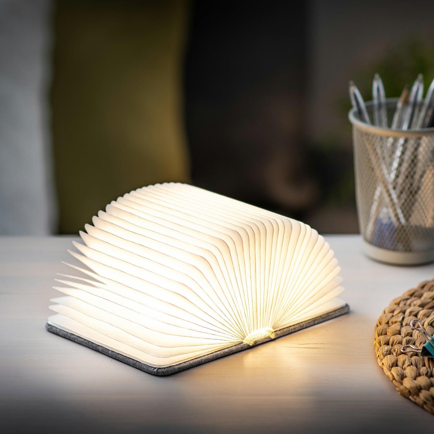 Gingko Mini Linen Smart Book Light, Fabric