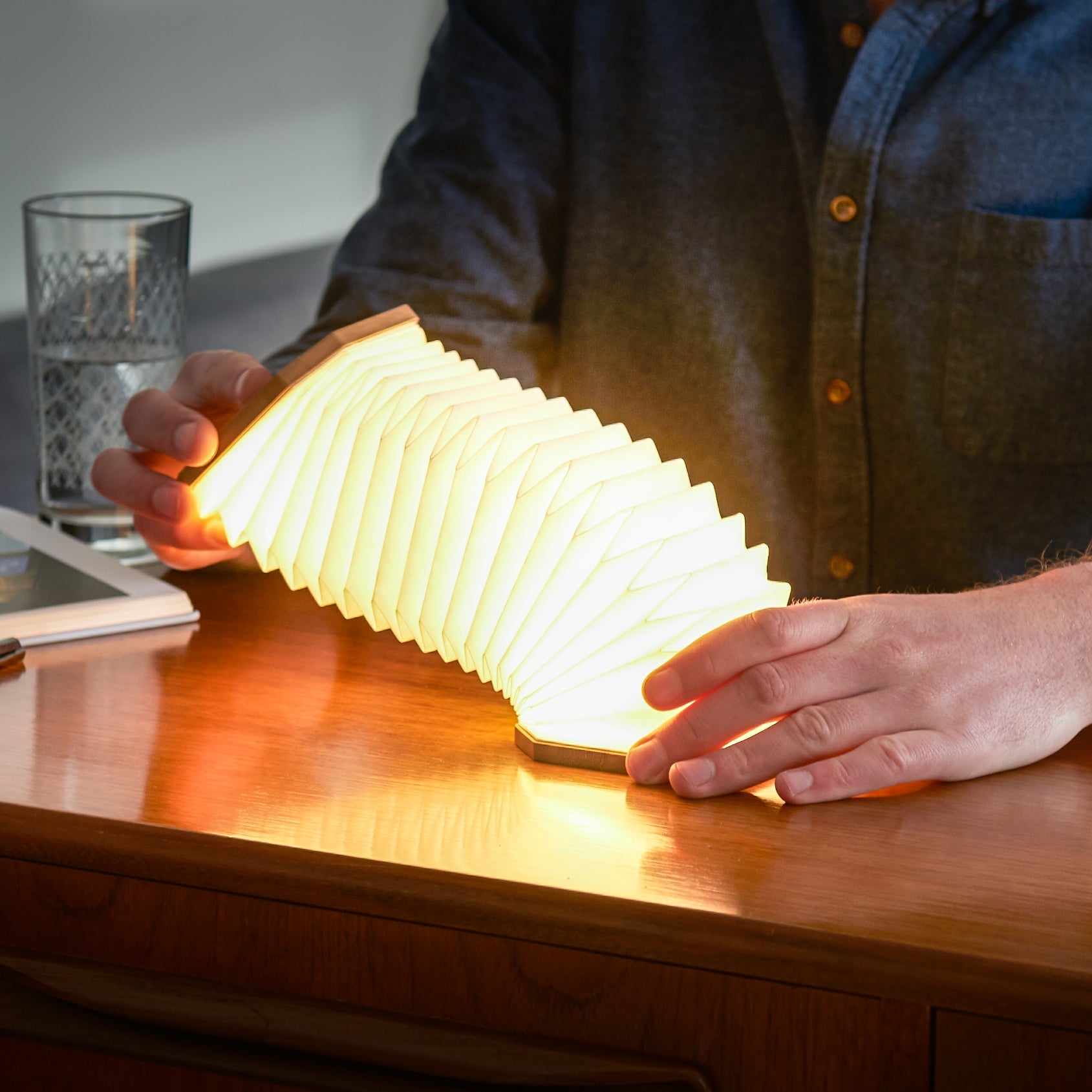 Gingko Smart Walnut Accordion Lamp