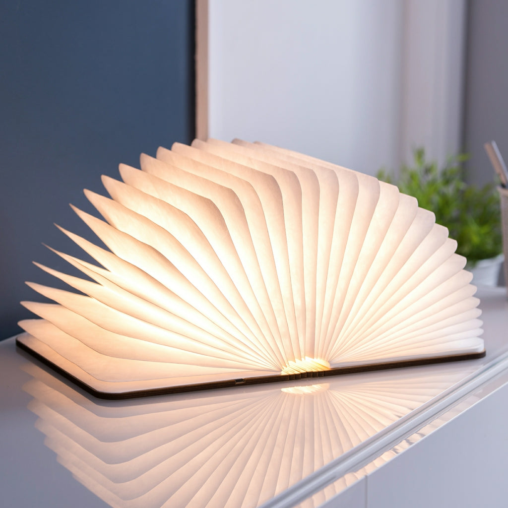 Gingko Large Walnut Smart Book Light, Natural Wood