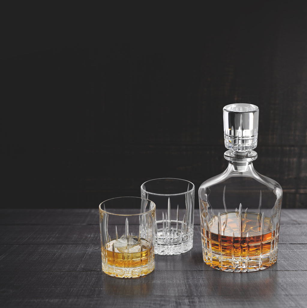 Spiegelau Perfect Serve Whisky Glass Set of 3, 750ml Decanter + 2 Tumblers